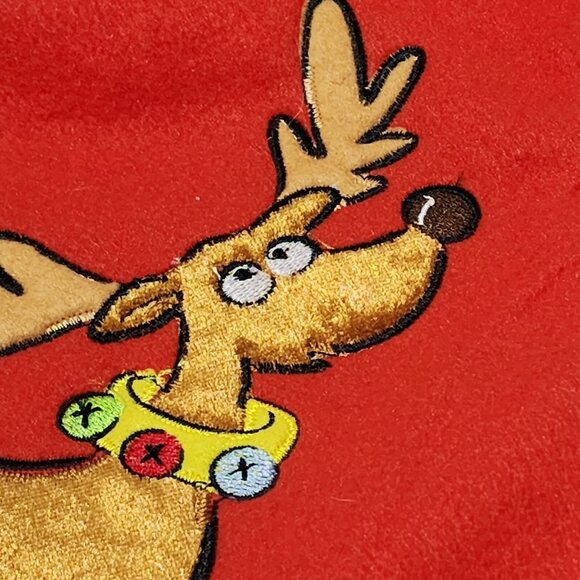 2 Dan Dee Santa Reindeer Christmas Stockings applique holiday whimsy 2011 - Picture 3 of 12